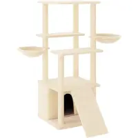 Syfax Arbre à chat avec griffoirs en sisal crème 133 cm