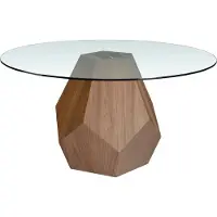 ANGEL CERDA SL Angel Cerdá table à manger ronde en verre trempé en noyer 1093