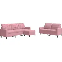 vidaXL Ensemble de canapés 3 pièces avec coussins Rose velours