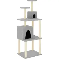 Syfax Arbre à chat avec griffoirs en sisal Gris clair 167 cm