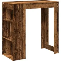 vidaXL Table de bar avec étagère imitation vieux bois 102x50x103,5 cm Matériau dérivé du bois