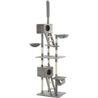 Syfax Arbre à chat avec griffoirs en sisal 230-260 cm Gris