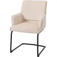 Mendler Chaise cantilever HWC-N60, chaise de salle à manger Chaise de cuisine, tissu/textile Öko-Tex MVG crème-beige