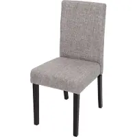 Mendler Chaise de salle à manger Littau, chaise de cuisine, tissu/textile gris, pieds foncés