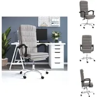vidaXL Chaise de bureau avec fonction chaise longue Taupe Tissu - Chaises de bureau