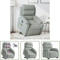 The Living Store Fauteuil de massage avec releveur Électrique Gris clair Velours