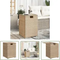 The Living Store Table de cache-cache pour réservoir de propane Beige 40x40x60 cm Poly rotin