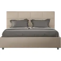 Ityhome - Lit double avec sommier rembourré 140x190 similicuir taupe Mika