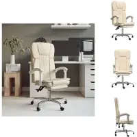 vidaXL Chaise de bureau avec fonction chaise longue Crème similicuir - Chaises de bureau