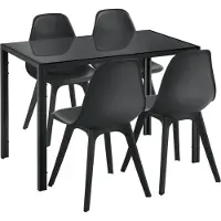 En.casa [] Ensemble de salle à manger pour 4 personnes Noir Table de salle à manger + 4 chaises Table de cuisine avec chaise de salle à manger