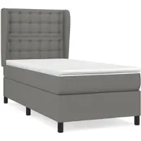 Syfax Sommier à lattes de lit avec matelas Gris foncé 90x200 cm Tissu