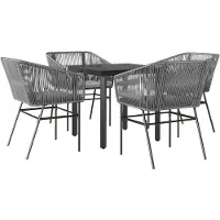 Syfax Ensemble à manger jardin coussins 5 pcs gris poly rotin verre