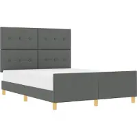 vidaXL Cadre de lit avec tête de lit gris foncé 160 x 200 cm Tissu