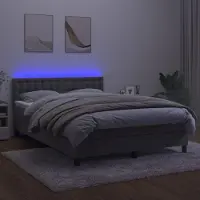 Prolenta Maison Exclusive - Sommier à lattes de lit avec matelas LED Gris clair 140x200 cm