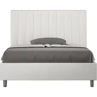 Ityhome - Lit 1 place et demi coffre rembourré 120x200 similicuir blanc Agueda