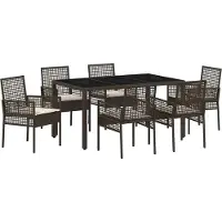 Syfax Ensemble de salle à manger pour jardin 7 pcs Marron polyrotin