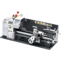Vevor Tour à métaux, 21x37 cm, 550 W, 0-2500 tr/min Vitesse variable, tour d'établi, pour l'usinage de pièces de précision, filets métriques impériaux, métaux tendres, matières plastiques
