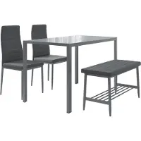Vicco Ensemble de table à manger Grand Gris 120x70cm Set de 4 pièces, Model 51845