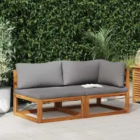 Prolenta Maison Exclusive - Ensemble canapé 2 pièces avec coussins gris foncé, en bois massif d'acacia
