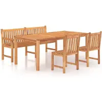 Syfax Ensemble à manger de jardin 4 pcs Bois de teck massif