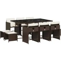 vidaXL Ensemble de jardin 11 pièces avec coussins Marron Poly rotin
