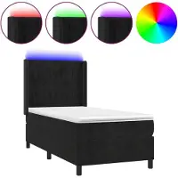 vidaXL Lit boxspring avec matelas & LED noir 80x200 cm velours