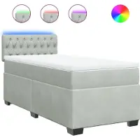 vidaXL Lit boxspring avec matelas gris clair 100x200 cm velours