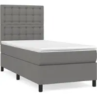 Syfax Sommier à lattes de lit avec matelas Gris foncé 80x200 cm Tissu