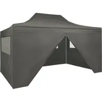 Syfax Tente pliable avec 4 parois latérales 3 x 4,5 m Anthracite