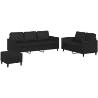 Syfax Ensemble de canapés 3 pcs avec coussins Noir Similicuir