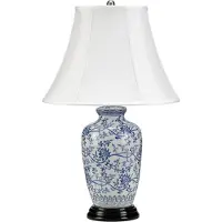 Elstead Lighting Lampe de table Blue Ginger Jar, blanche et bleue, 1xE27x60W, porcelaine, dimensions : 57x36x16 cm, IP20, Elstead