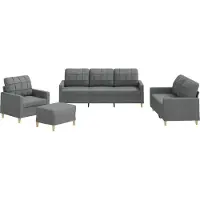 Syfax Ensemble de canapés 4 pcs avec coussins Gris foncé Tissu