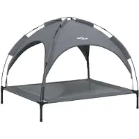 Syfax Lit pour chien avec auvent anthracite tissu Oxford et acier