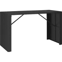 Syfax Table de bar et dessus en verre noir 185x80x110 cm poly rotin