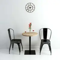 Prolenta Maison Exclusive - Table de bistrot ronde en MDF et acier, 60 x 75 cm, aspect chêne