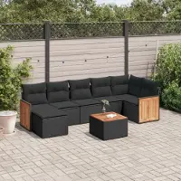 Prolenta Maison Exclusive - Ensemble de salon de jardin 8 pièces avec coussins, rotin synthétique noir