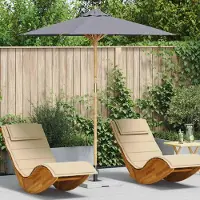 Prolenta Parasol de jardin exclusif - Ø 217 x 230 cm, bambou, forme ronde, gris foncé