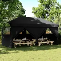 Prolenta Maison Exclusive - Tente de réception pliable Pop-Up avec 4 panneaux latéraux, noire