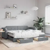 Prolenta Maison Exclusive - Canapé-lit convertible avec tiroirs, gris clair, 80 x 200 cm, tissu