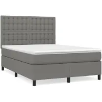 Syfax Sommier à lattes de lit avec matelas Gris foncé 140x200cm Tissu