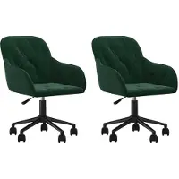 Syfax Chaises pivotantes à manger lot de 2 Vert foncé Velours
