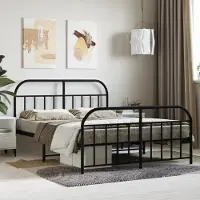 Prolenta Maison Exclusive - Cadre de lit avec tête et pied de lit en métal noir 150x200 cm