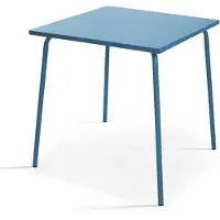 Oviala Table de jardin carrée en métal 4 places 70 cm bleu pacific - Palavas