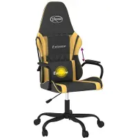 Syfax Chaise de jeu de massage Noir et doré Similicuir