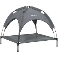 Syfax Lit pour chien avec auvent anthracite tissu Oxford et acier