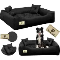 AIO Factory Prestige Lit pour chien et chat avec coussin Dimensions intérieures : 130x100 / Dimensions extérieures : 145x115cm, noir