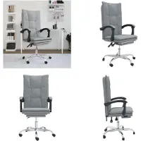 vidaXL Chaise de bureau avec fonction de couchage Gris clair Tissu - Chaise de bureau avec fonction de couchage - Chaise de bureau avec fonction de relaxation - Chaise de bureau