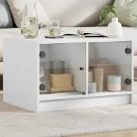 Prolenta Maison Exclusive - Table basse avec portes vitrées Blanc 68x50x42 cm