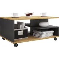 VCM Table basse en bois simple | Rouleaux souples | Dimensions env. H. 41 x W. 80 x D. 50 cm | Table basse enroulable - Stango L