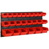 The Living Store Étagère murale à boîtes empilables 26 pièces rouge et noir 77x39cm polypropylène